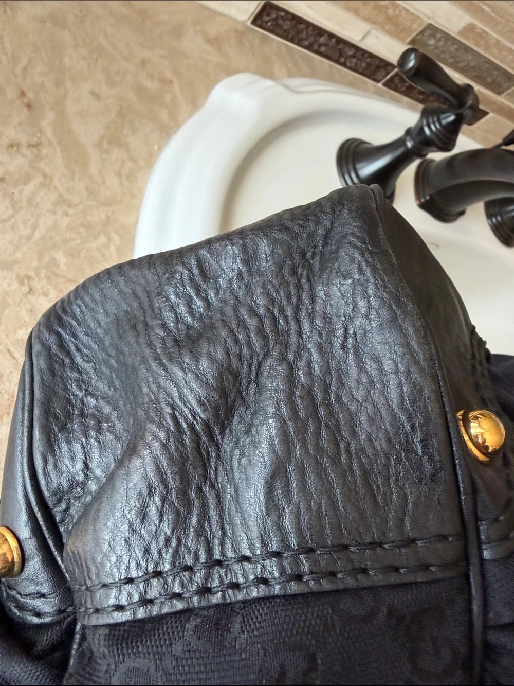 Gucci Monogram Large Jockey Hobo Black